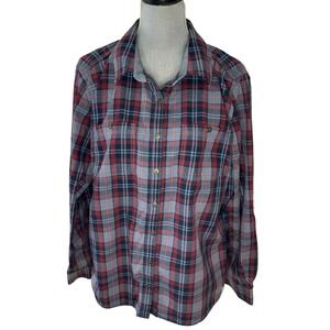 Carhartt Plaid Button Up Shirt Womens XL Roll Tab Sleeve Country Western READ
